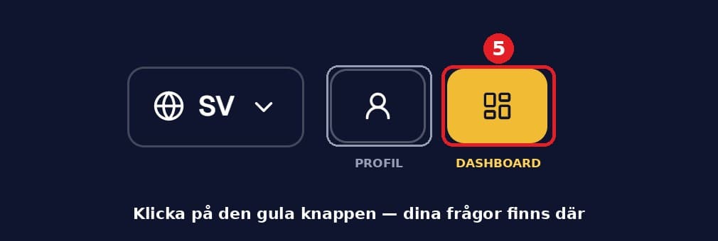 Klicka nu på den gula knappen — det är Dashboard